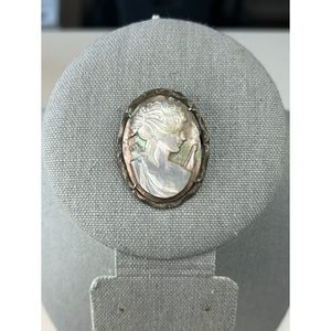 Vintage Mother of Pearl and Sterling Silver Pendant
